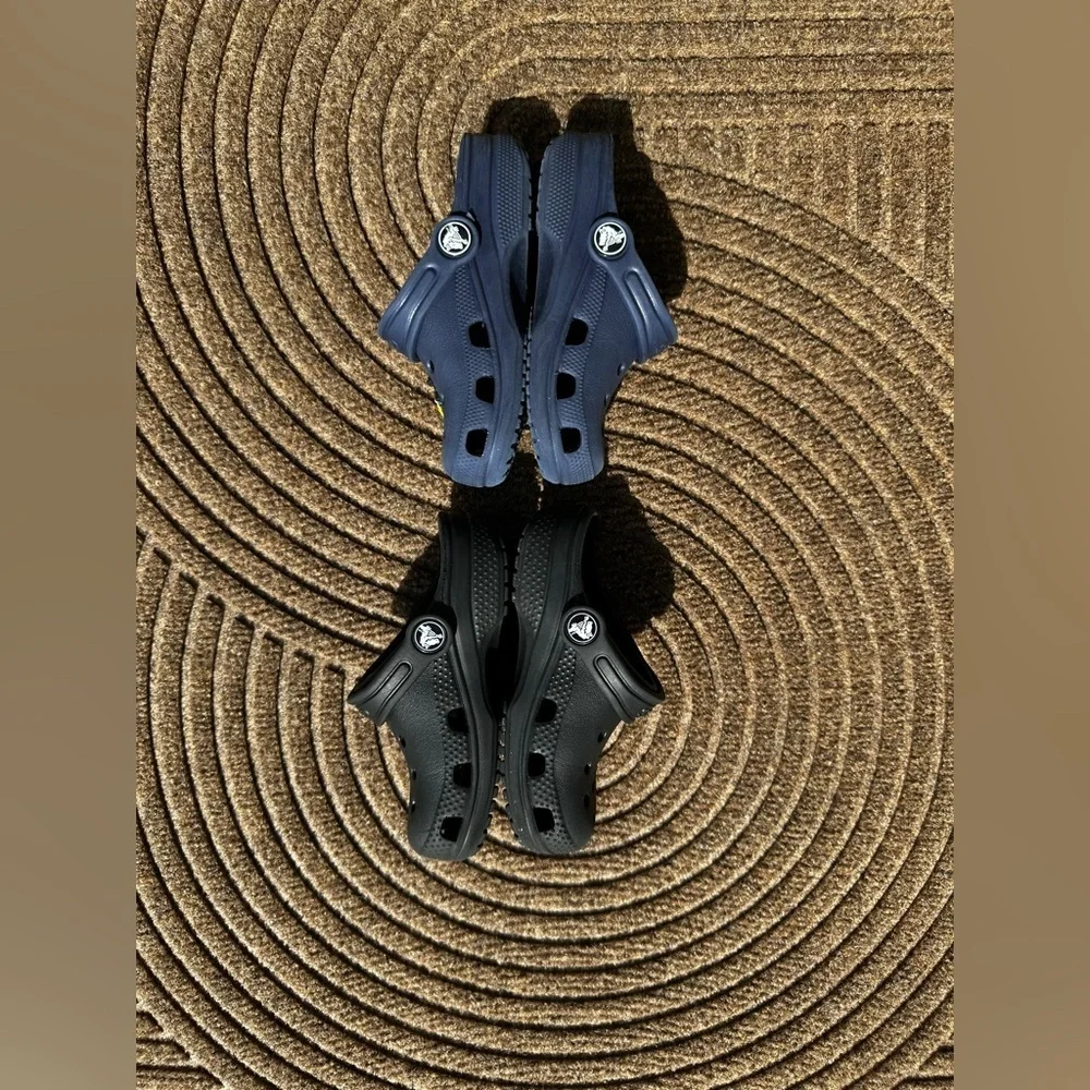 CROCS Bundle: 2 Kids Black Blue Clog Waterproof Play Shoe Slip on Washable Y2K